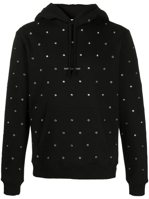 Eyelet detail hoodie - Black