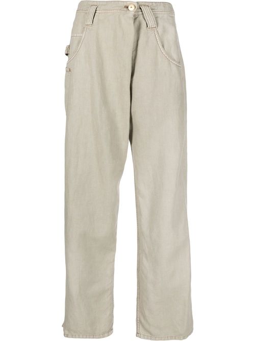 Hight-waisted straight-leg trousers - Green