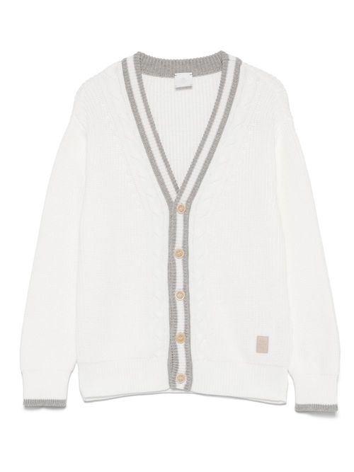Eleventy Kids logo-patch cardigan - Grey