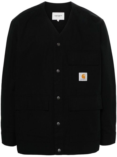 Logo-appliqué ripstop shirt - Black