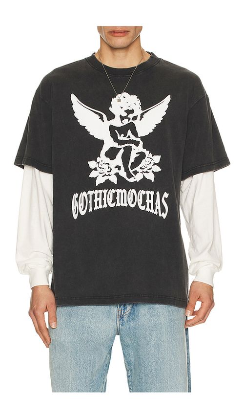 Gothicmochas Angel 2.0 Layered Long Sleeve Tee in Black. L. Also in M, S, XL/1X