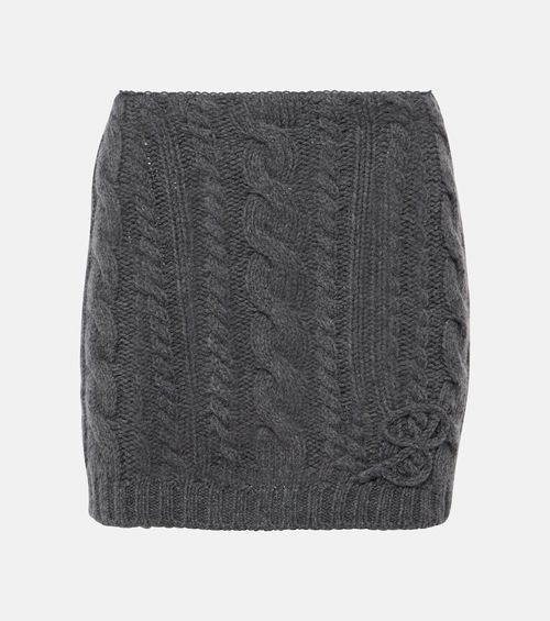 Cable-knit wool and cashmere miniskirt