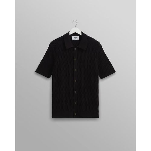 Tellaro - Navy Honeycomb Knitted Cotton Polo Shirt