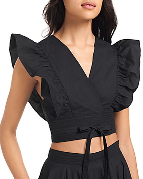 Aya Cropped Flutter Sleeve Top