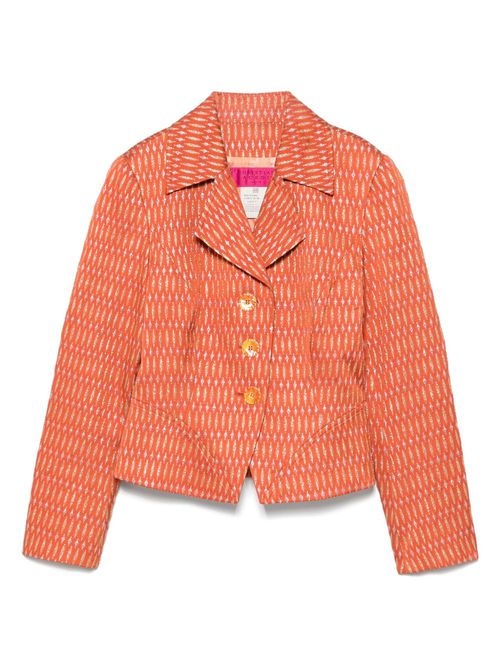 1980s pattern-jacquard jacket - Orange