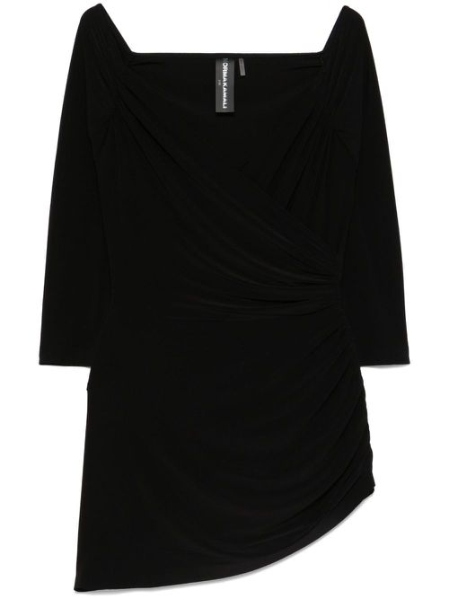 Draped off-shoulder mini dress - Black