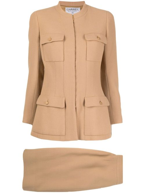 2000s wool skirt suit - Brown