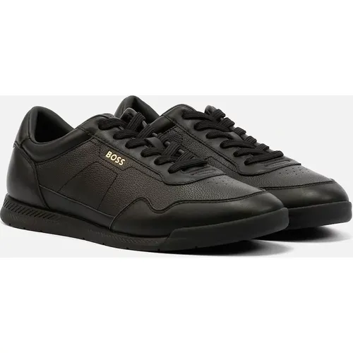 Men's Boss Titanium Leather Men's Black Trainers - Size: 10
