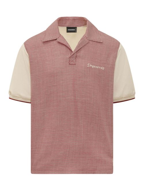 Red Houndstooth Shirt Collar Polo