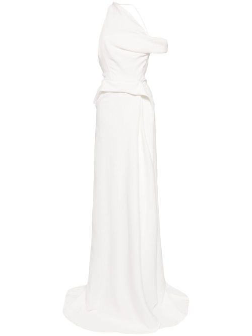Draped one-shoulder maxi dress - White