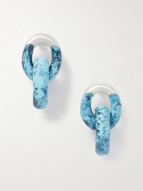Rock Small Silver-plated And Resin Earrings - Blue