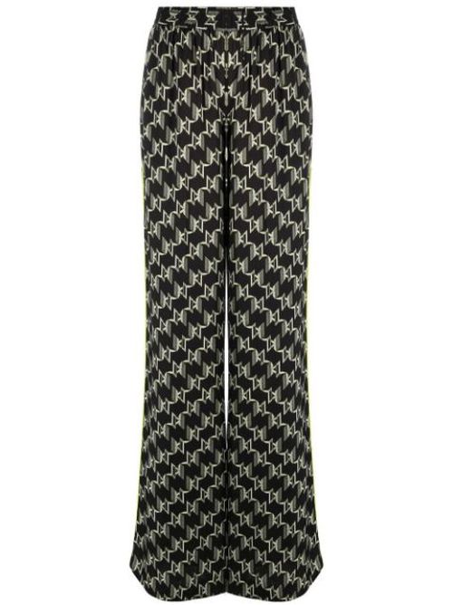 Monogram-print wide-leg trousers