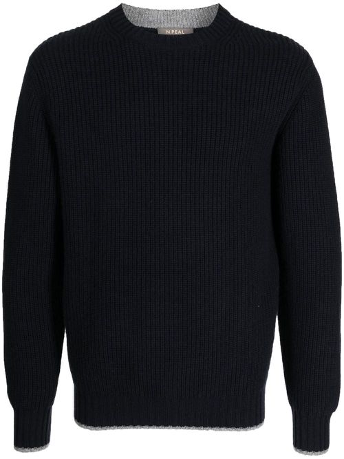 Ribbed-knit cashmere jumper - Blue