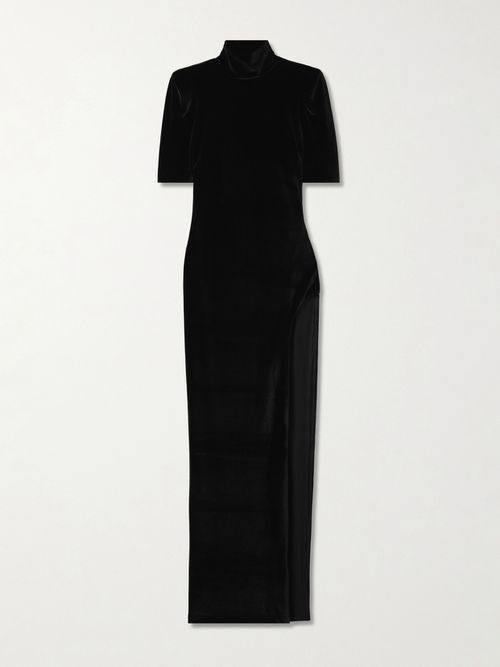 Velvet Turtleneck Gown - Black