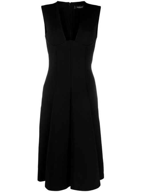 Pleated midi dress - Black
