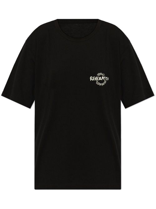 Logo-embroidered T-shirt - Black