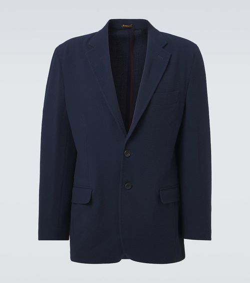 Striped single-breasted wool blazer
