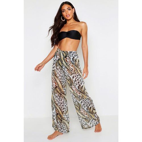 Womens Animal Snake Beach Trousers - Brown - Xs, Brown
