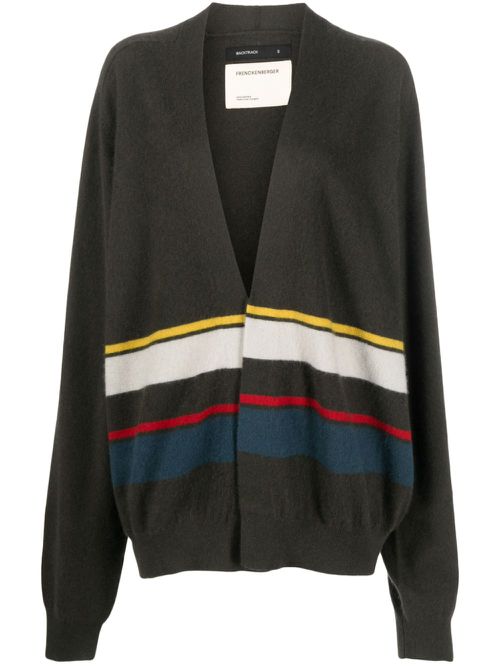 Stripe-pattern cashmere cardigan - Green