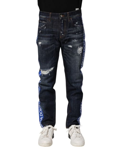 Distressed Skinny Denim Jeans — Navy