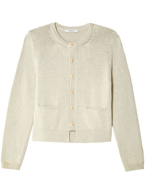 Round-neck cotton cardigan - Neutrals