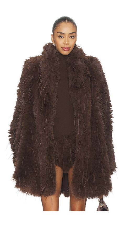 CULTNAKED Faux Fur Delight Coat in Brown. S. Also in L, M