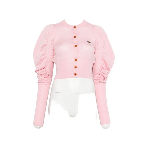 Button Puff-sleeve Cardigan
