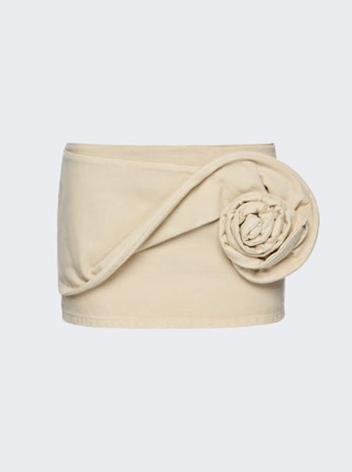 Floral Mini Skirt Beige