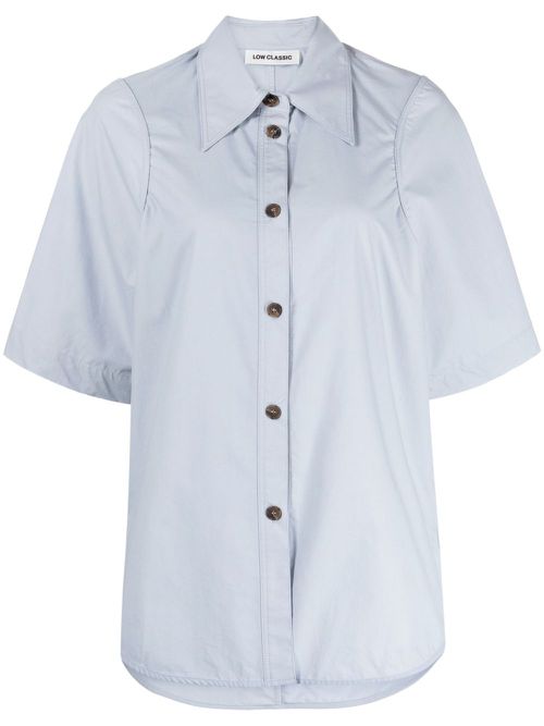 Pointed-collar cotton shirt - Blue