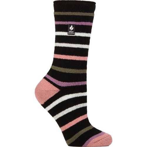 Heat Holders Womens Ladies Thermal Lite Patterned Socks for Winter - Black