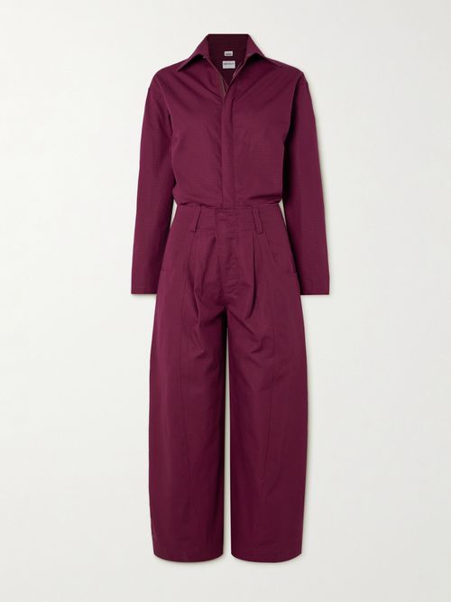 New Yorker Cropped Cotton-ripstop Jumpsuit - Burgundy