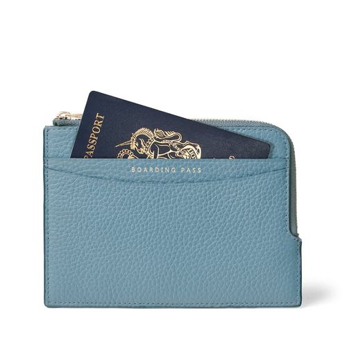 Zipped Travel Wallet in Cornflower Blue Pebble