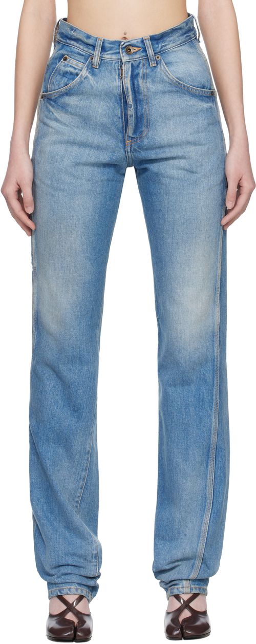 Blue Straight-Leg Jeans