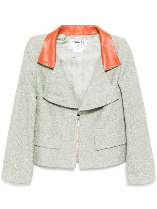 2001 tweed zip-up jacket - Green