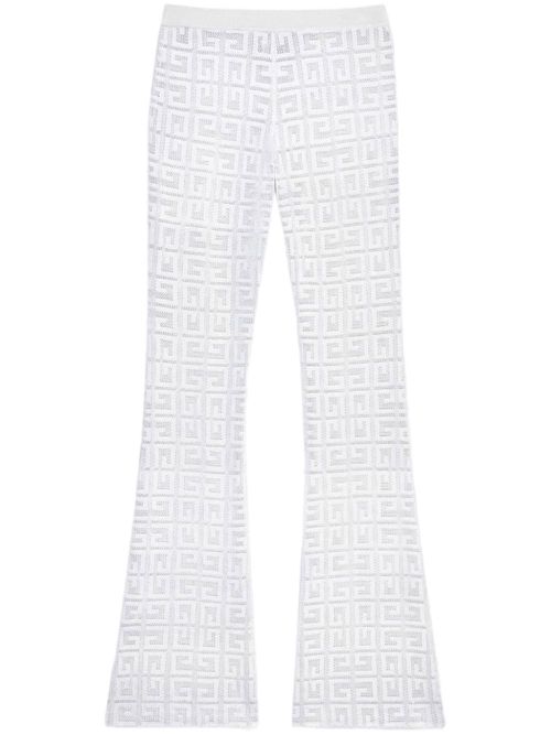 4G-jacquard flared trousers - White