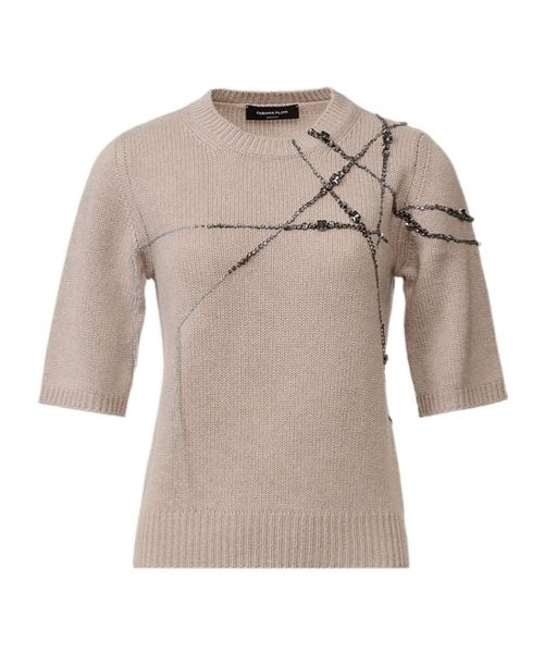 Embellished Three-Quarter Knitted Top