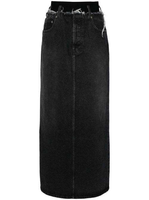 Distressed denim skirts - Black