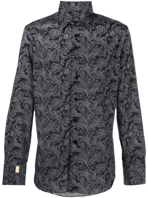 Paisley-print long-sleeve shirt - Black