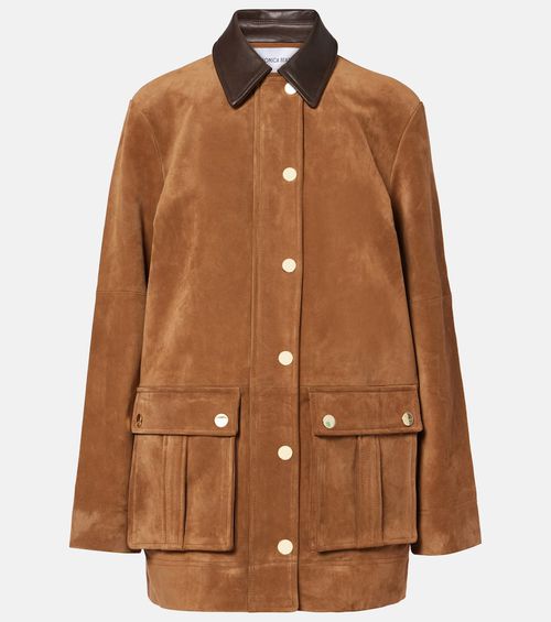 Suz leather-trimmed suede jacket