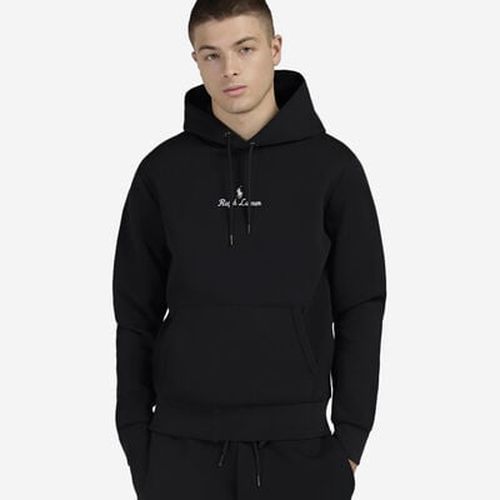 Men's Tech Graphic Embroidery Script Hoodie in Black