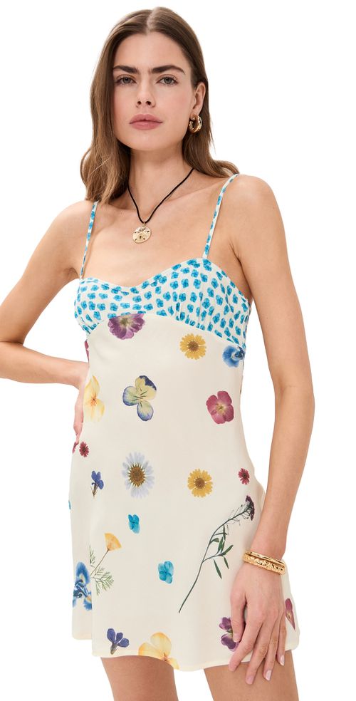 Love Language Bias Cut Mini Dress Floral