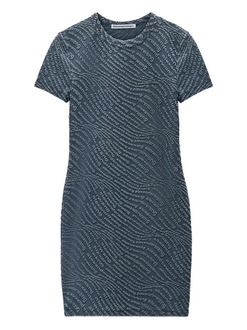 Short-sleeve logo-embossed dress - Blue