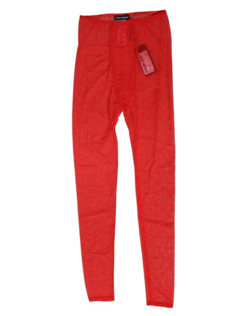 Logo Lace Nylon Leggings — Red
