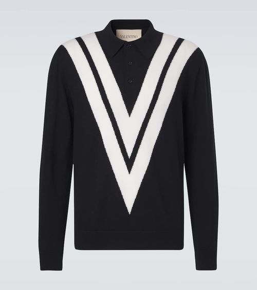 Virgin wool polo sweater