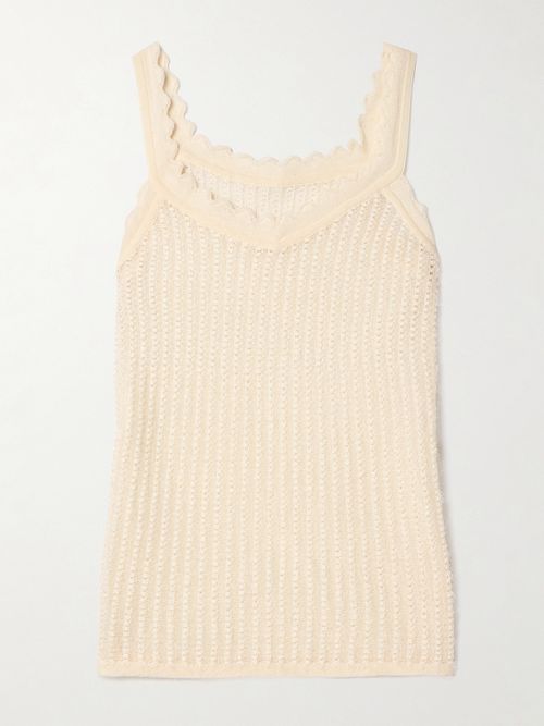 Ennio Scalloped Pointelle-knit Tank - Cream