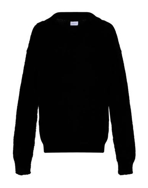 Family First Milano Man Sweater Black Size L Mohair wool, Polyamide, Polyacrylic