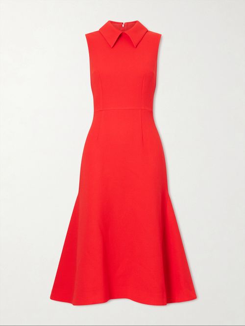 Leontine Wool-crepe Midi Dress - Red