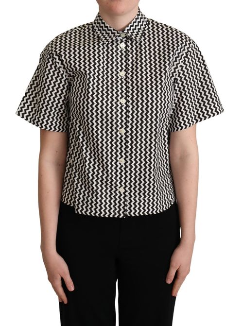 Zigzag Cotton Shirt — Black