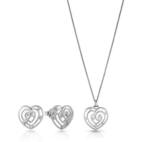 Orphelia 'Euphoria' WoMens 925 Sterling Silver Set: Chain-Pendant + Earrings - SET-7522 - One Size