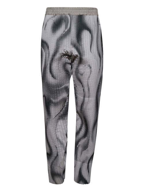 Pleated swirl-print trousers - Grey